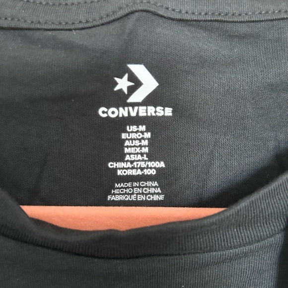 Converse 2000s Black T-Shirt With Embroidered Design 100% Cotton NWT Sz. Medium - Picture 9 of 9